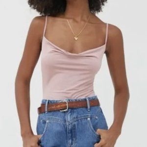 Out From Under Cowl Neck Sleeveless Bodysuit - Mauve - Large